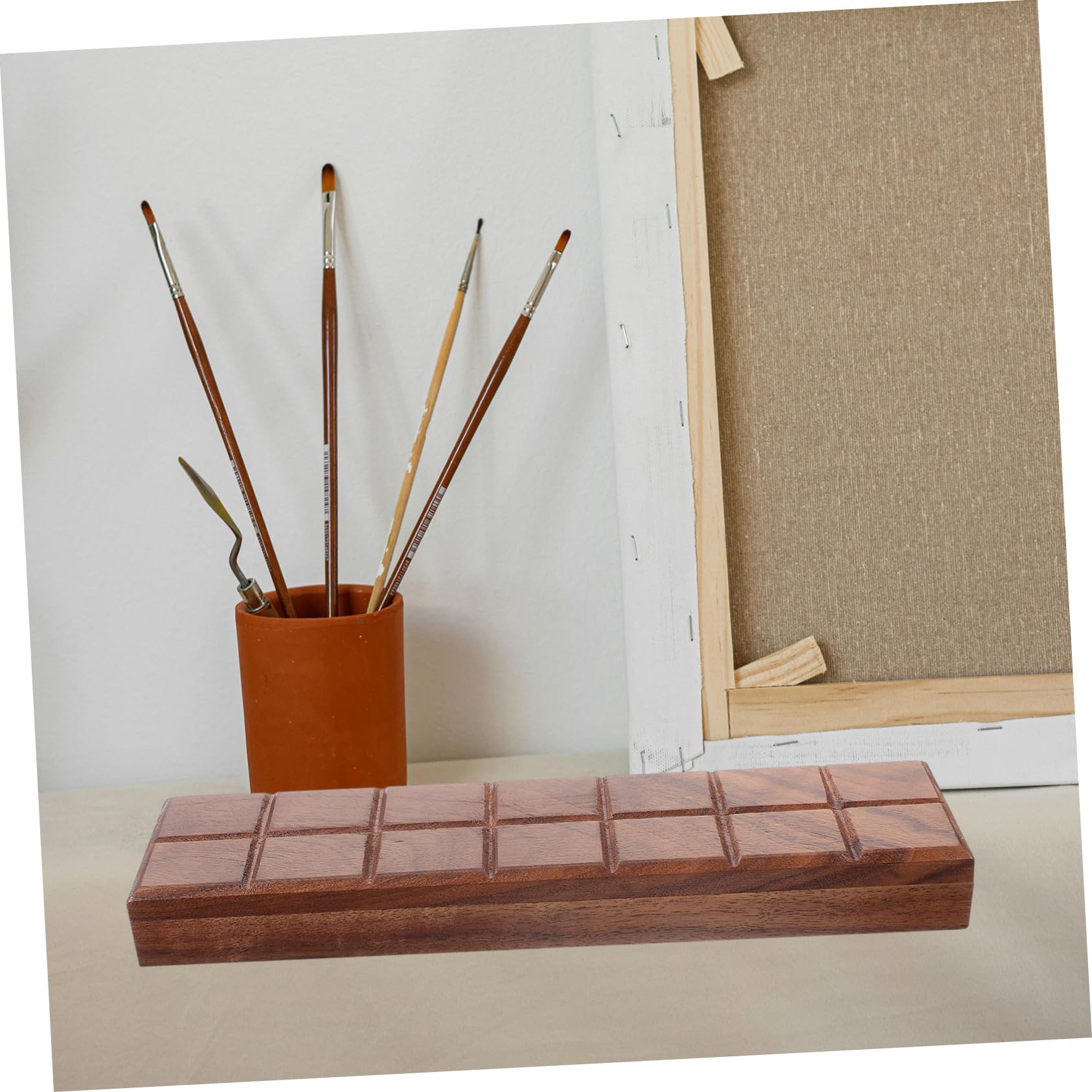 PLAFOPE Caja de Acuarela de Madera Tapa, Fácil de Limpiar y Portátil para Mezclar Pigmentos y Pinturas Artísticas Profesionales