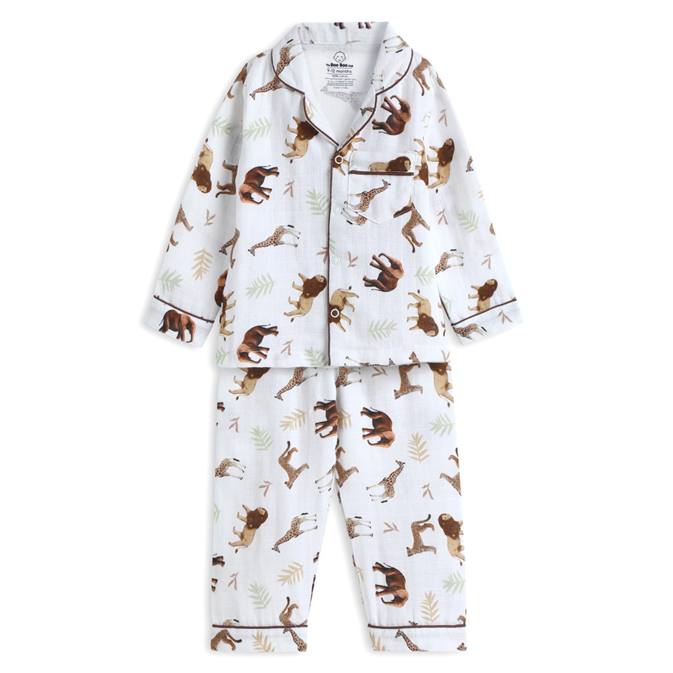 The Boo Boo Club Muslin Cotton Print Muslin Night Suit for Boys and Girls | Sleepwear for Babies | Pajama Set for Kids | Night wear for Baby-image-45