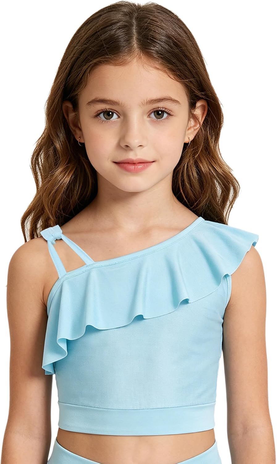 YiZYiF Sports Crop Top for Kids Girls Sleeveless Ruffle Top Training Bra Ballet Wear Yoga Cropped Vest
