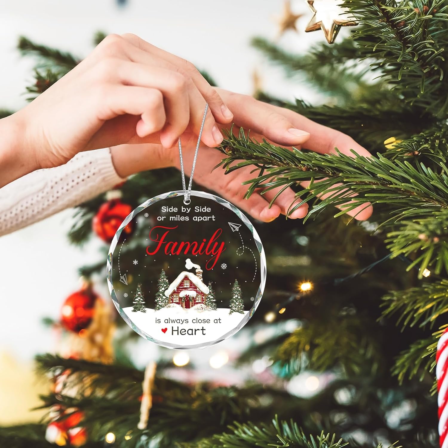 Family Christmas Ornaments Gifts, Long Distance Gifts for Families, for Mom, Dad, Grandma and Grandpa, Christmas Tree Decoration Glass Ornament, Christmas Decorative Hanging Sign - Image 7