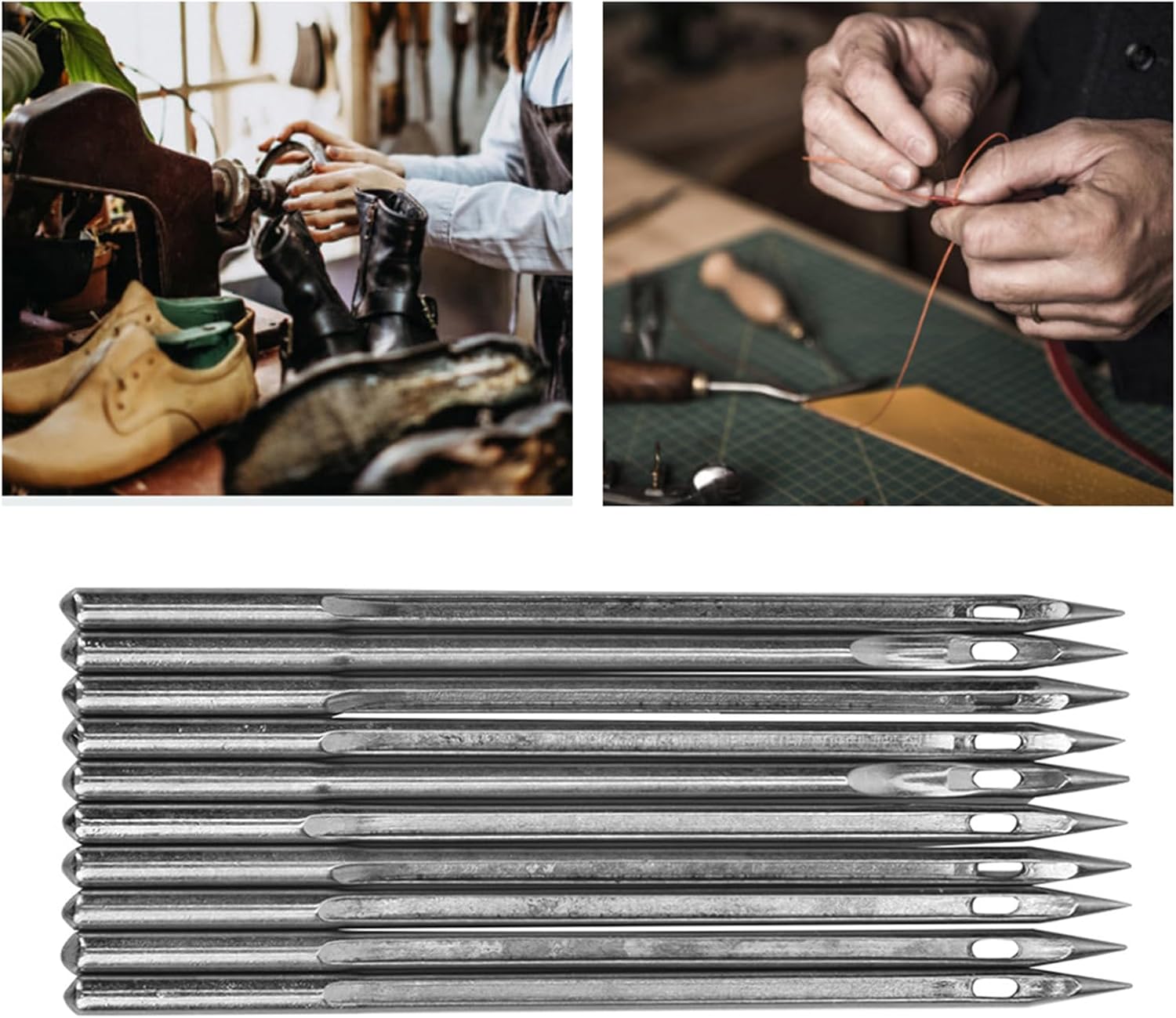 Leopacat Stainless Steel Shoe Repair Needles, Heavy Duty Leather Cobbler Replacement Kit for Handmade Craft and Industrial Machinery Repairing Machine Needle Hand Shoes Tool Accessory(SL-26)