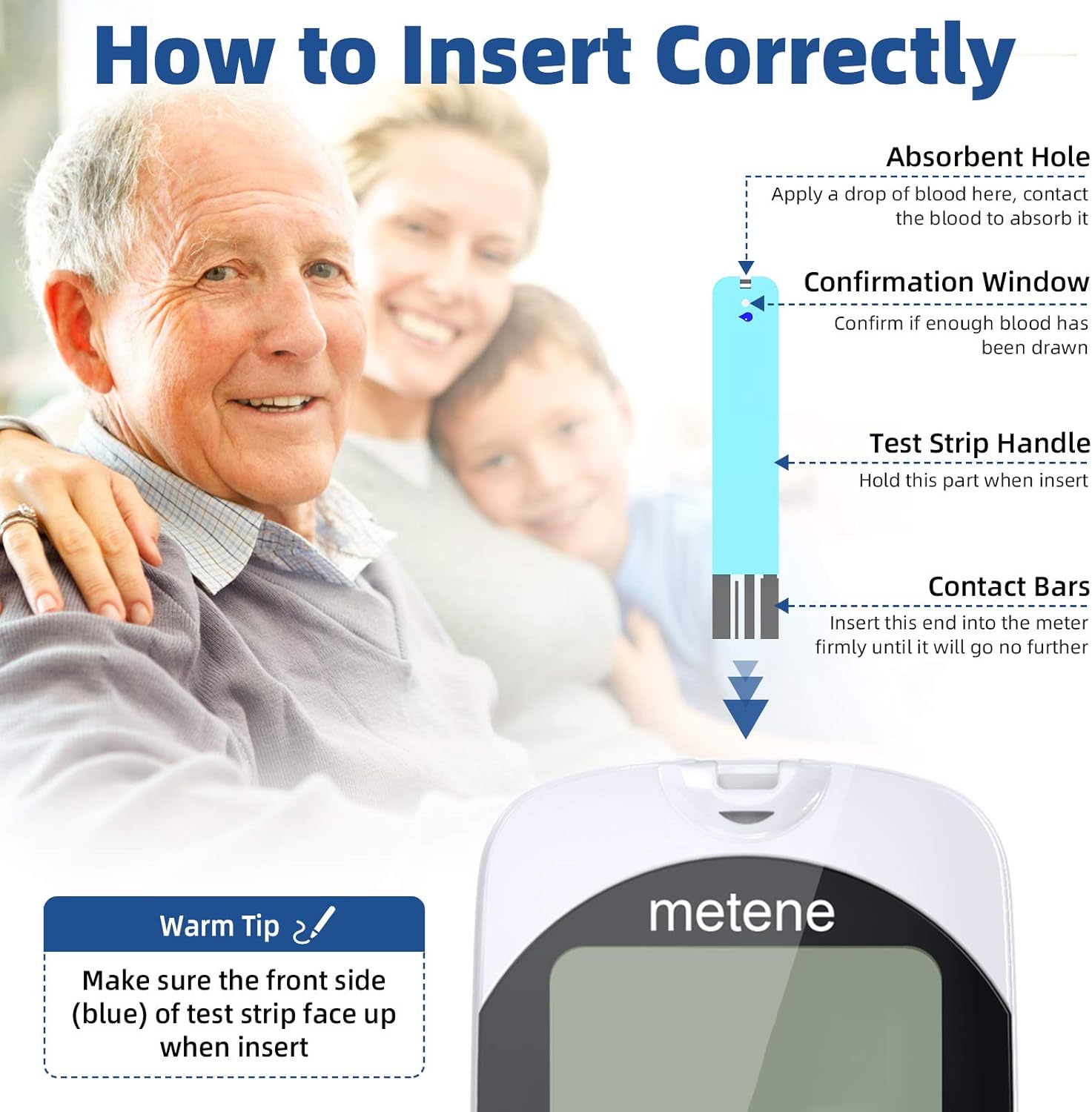 Metene TD-4116 Blood Glucose Test Strips, 100 Count Blood Sugar Test Strips for Diabetes, Use with metene TD-4116 Blood Glucose Monitoring System Only : Health & Household