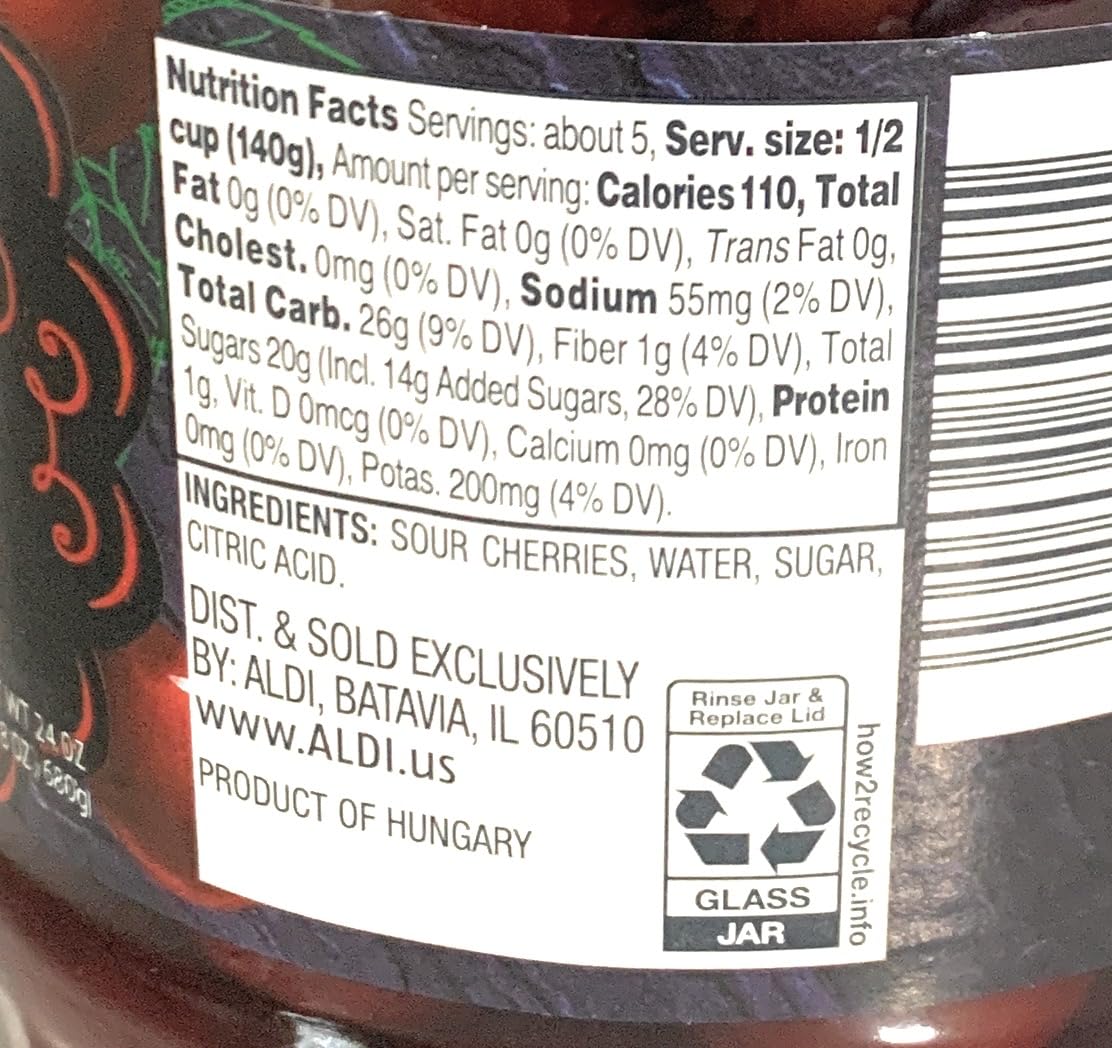 Specially Selected Dark Morello Pitted Sour Cherries, Large 24 oz Jars, (2) Pack