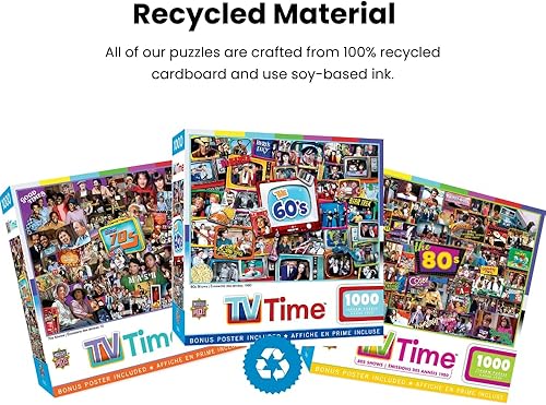 Miniatura 6 de MasterPieces - Rompecabezas de 1000 piezas, collage nostálgico de programas de televisión de los años 90, diversión de entretenimiento retro para