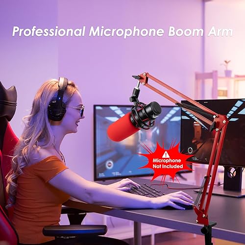 Miniatura 2 de Brazo de micrófono rojo compatible con HyperX QuadCast S - Soporte de brazo de brazo QuadCast Premium para juegos, transmisión por YOUSHARES