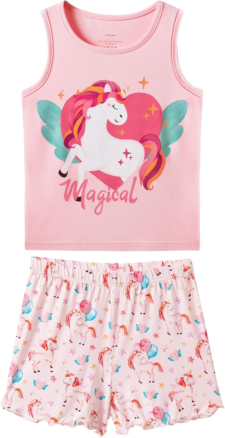 Little Boy Girl Pajamas Set Kids Unisex Sleeveless Shorts Sleepwear Summer Soft Cute Loose Viscose Bamboo Pjs