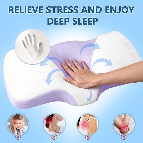 Miniatura 4 de Almohada de cama de espuma viscoelástica, almohadas de contorno cervical para soporte de cuello y hombros, almohada ergonómica ajustable para lado,