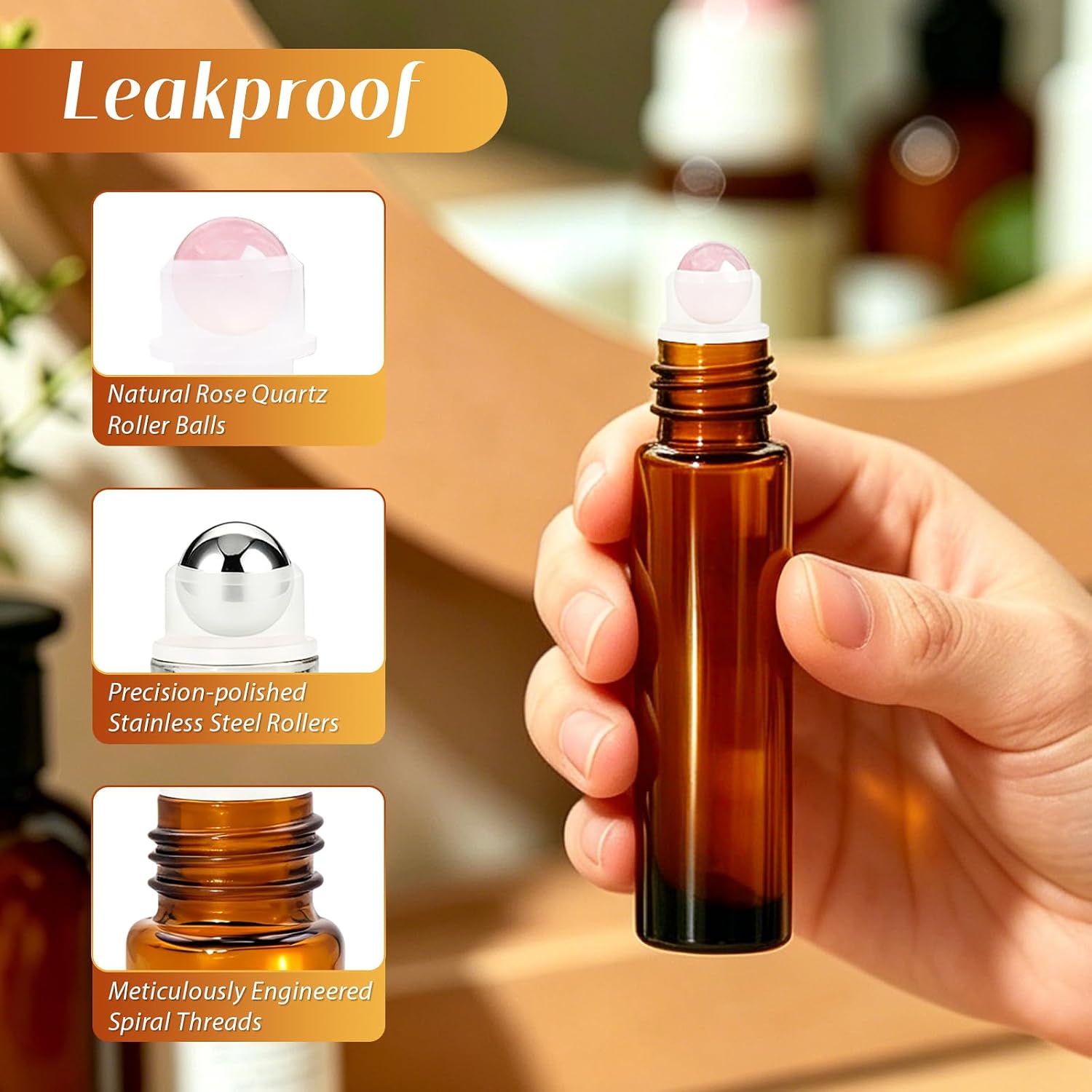 10 Pack Mixed Essential Oils Roller Bottles,10ml, Empty,Leakproof
