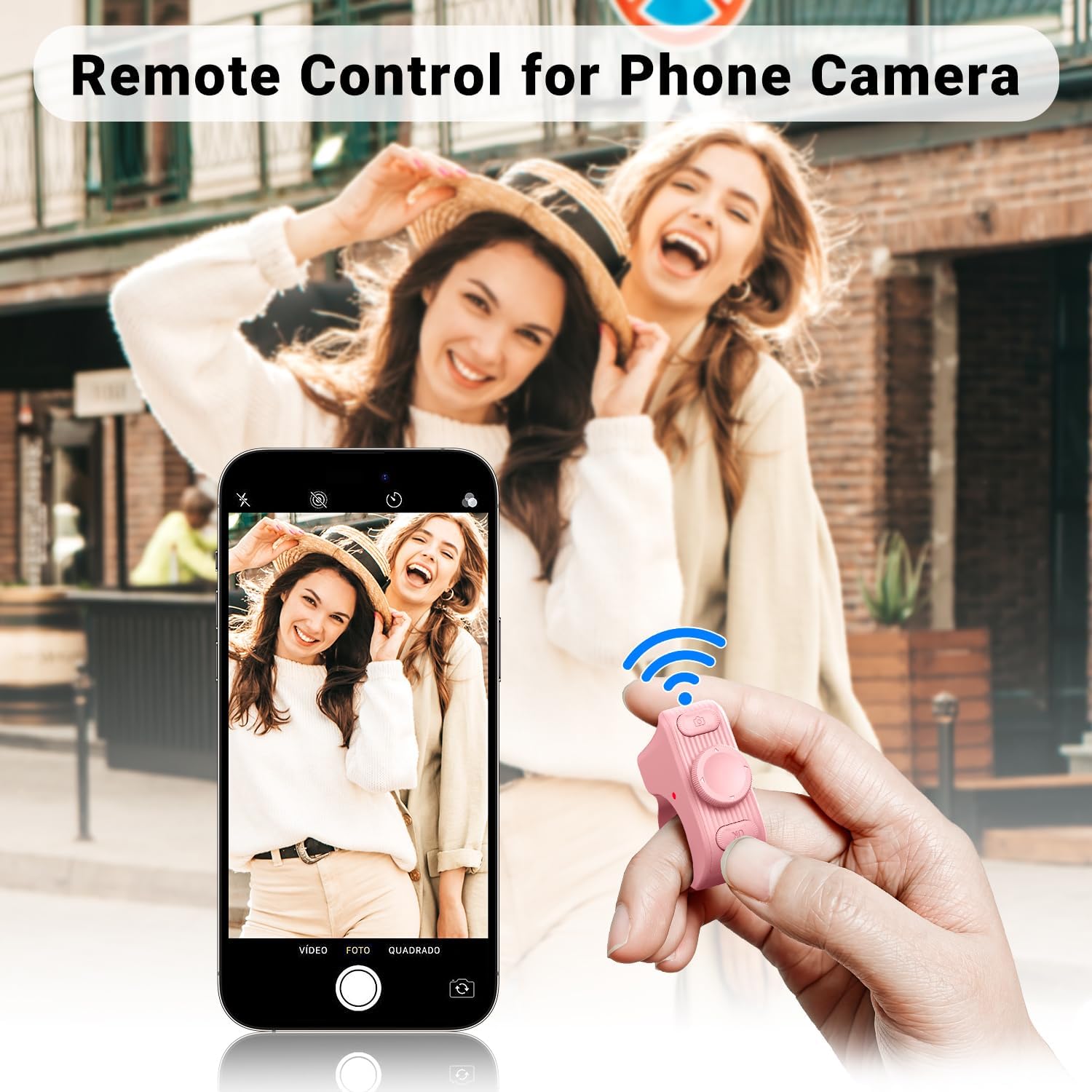 [Quick Connect, New Features] Remote Scrolling Ring for Tiktok,Page Turner for Kindle App,Bluetooth Camera Shutter Remote for iPhone, Android,iOS,iPad,Tablet-Light Pink