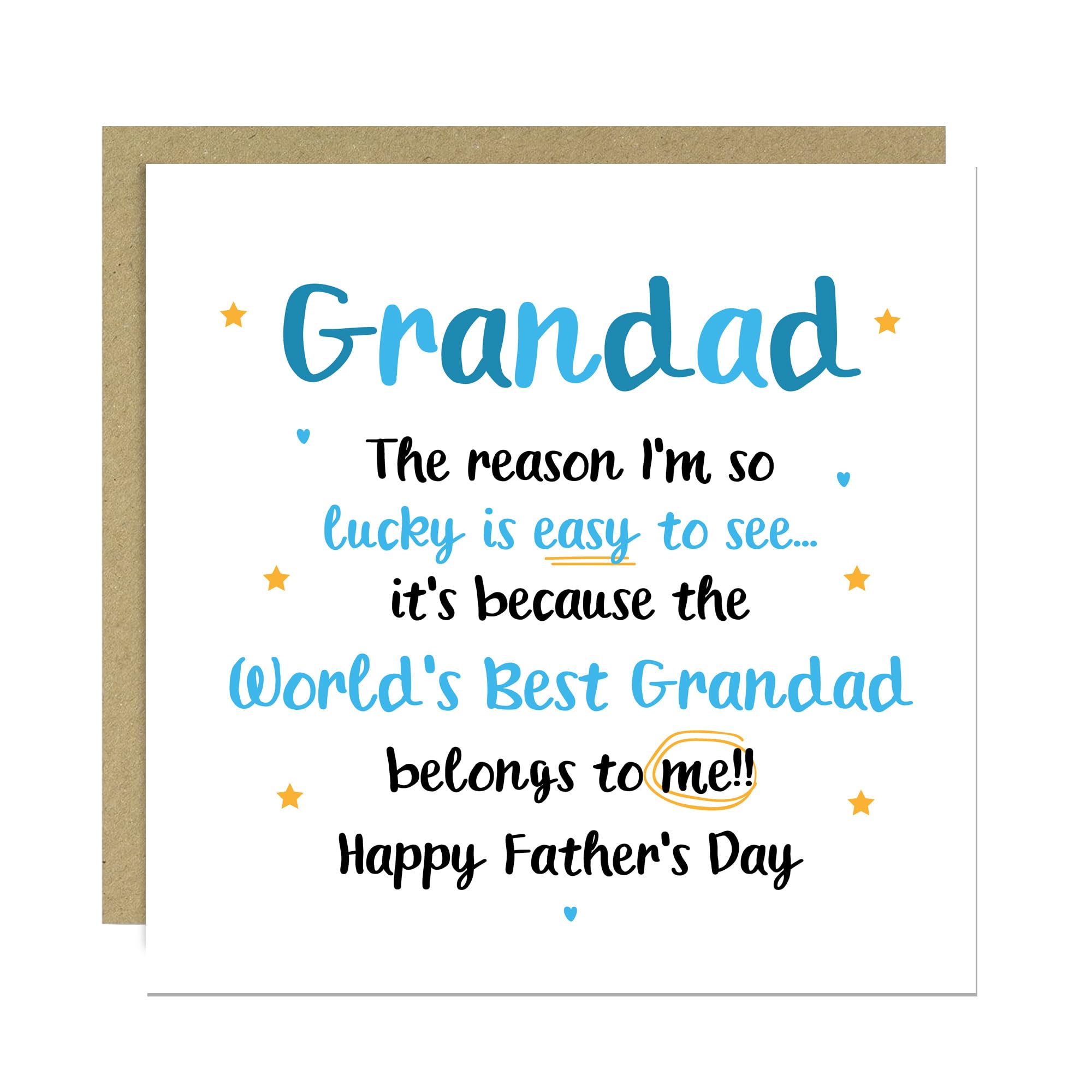 RED OCEAN Fathers Day Card For Grandad BEST GRANDAD Card From Granddaughter Grandson Fathers Day With Envelope Thank You For Him