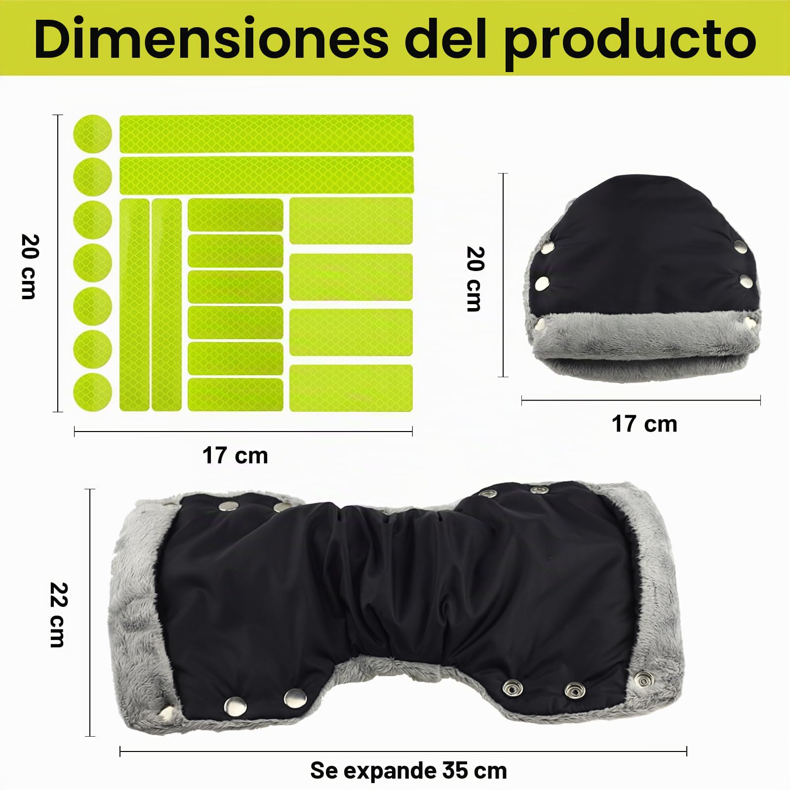 Guantes de Cochecito,Guantes de Silla para Paseo,Manoplas​para silla de paseo,Guante Calientes para Cochecito,impermeable y cortavientos, con Pegatina reflectante,para Todos los Cochecitos