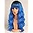 SYMEIW Blue Hair Wavy Wigs With Bangs For Women Synthetic Blue Wigs For Daily Use Everyday Wear.