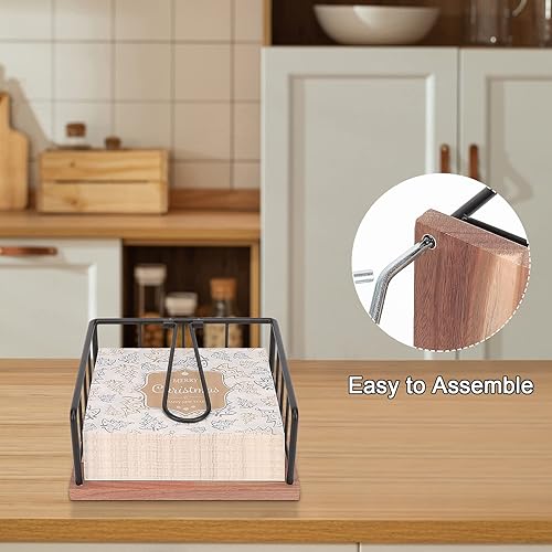 Miniatura 6 de Livabber Flat Napkin Holder, Metal Kitchen Napkin Storage with Weighted Tension Arm Rustic Tissue Paper Dispenser for Countertop, Table Kitchen