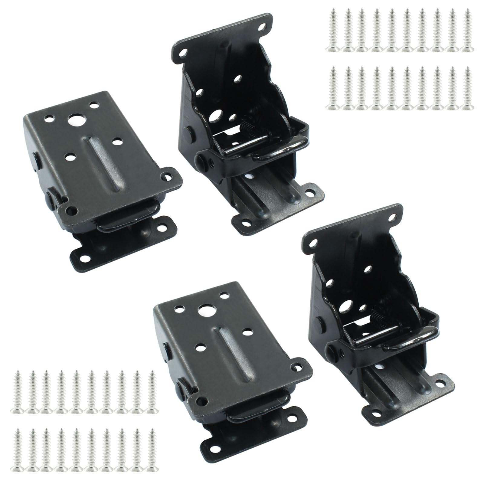 suiwotin 4pcs Folding Bracket, Self Locking Hinges 90 Degree Foldable Brackets, Heavy Duty Lock Extension Support Angle Braces for Folding Table, Workbench, Bed Legs (Black) 3
