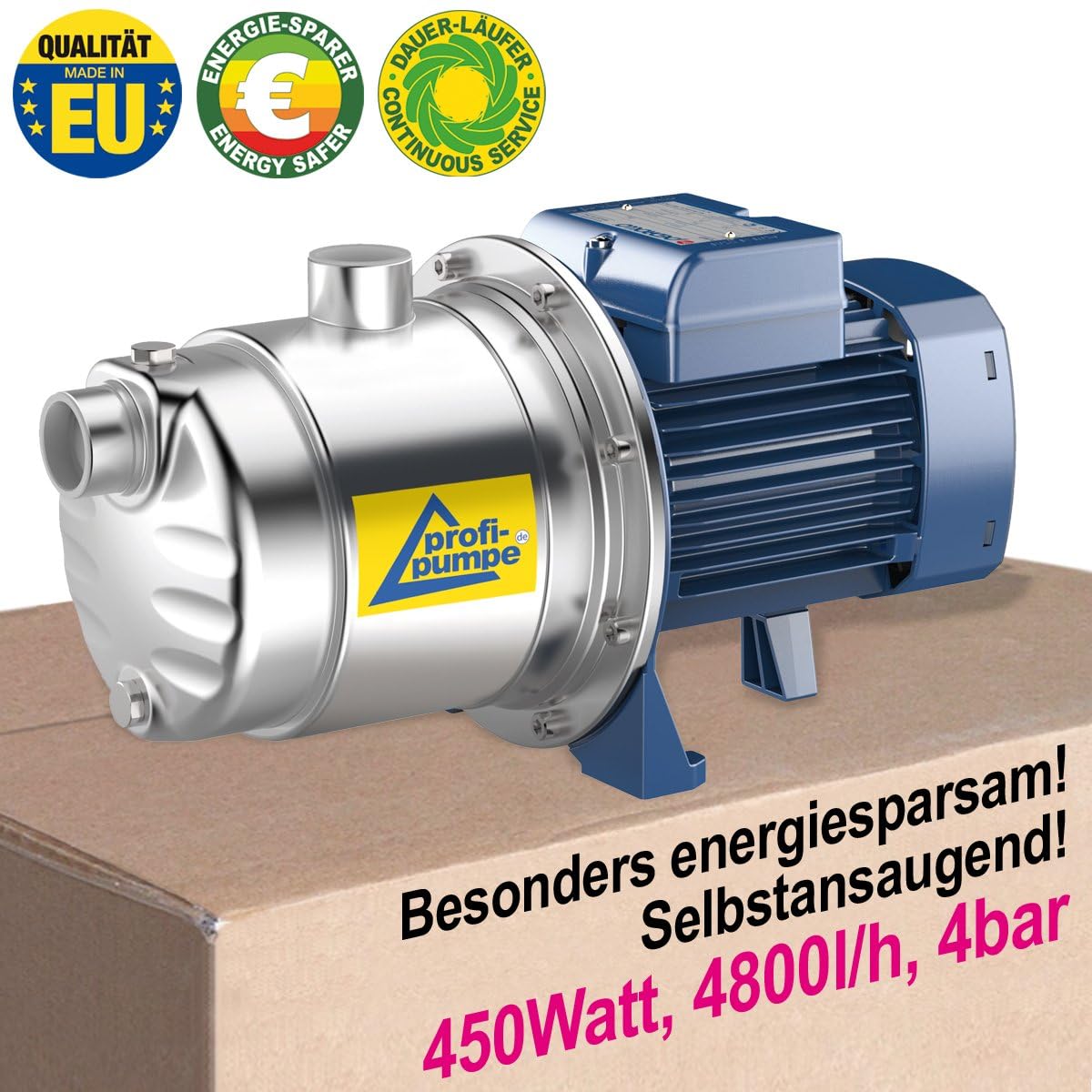Hauswasserwerk Hauswasserautomat Inno-Tec 450 Selbstansaugende Kreiselpumpe 4-stufige leise Gartenpumpe f. klares Regenwasser Regenzisterne Wassertank Pumpensteuerung