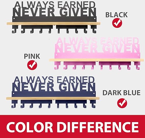 Vista 16 de Premium Trophy and Medal Display Shelf,Metal Trophy Shelf with Hooks Upgraded,Trophy Display,Sturdy Trophy Shelf with Hooks for Medals in Black