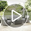 Image of DEVOKO 4PCS Patio Wicker Furniture Set Center Table Silver Rattan Chairs and White Cushions Outdoor Furniture for Backyard, Garden, Balcony