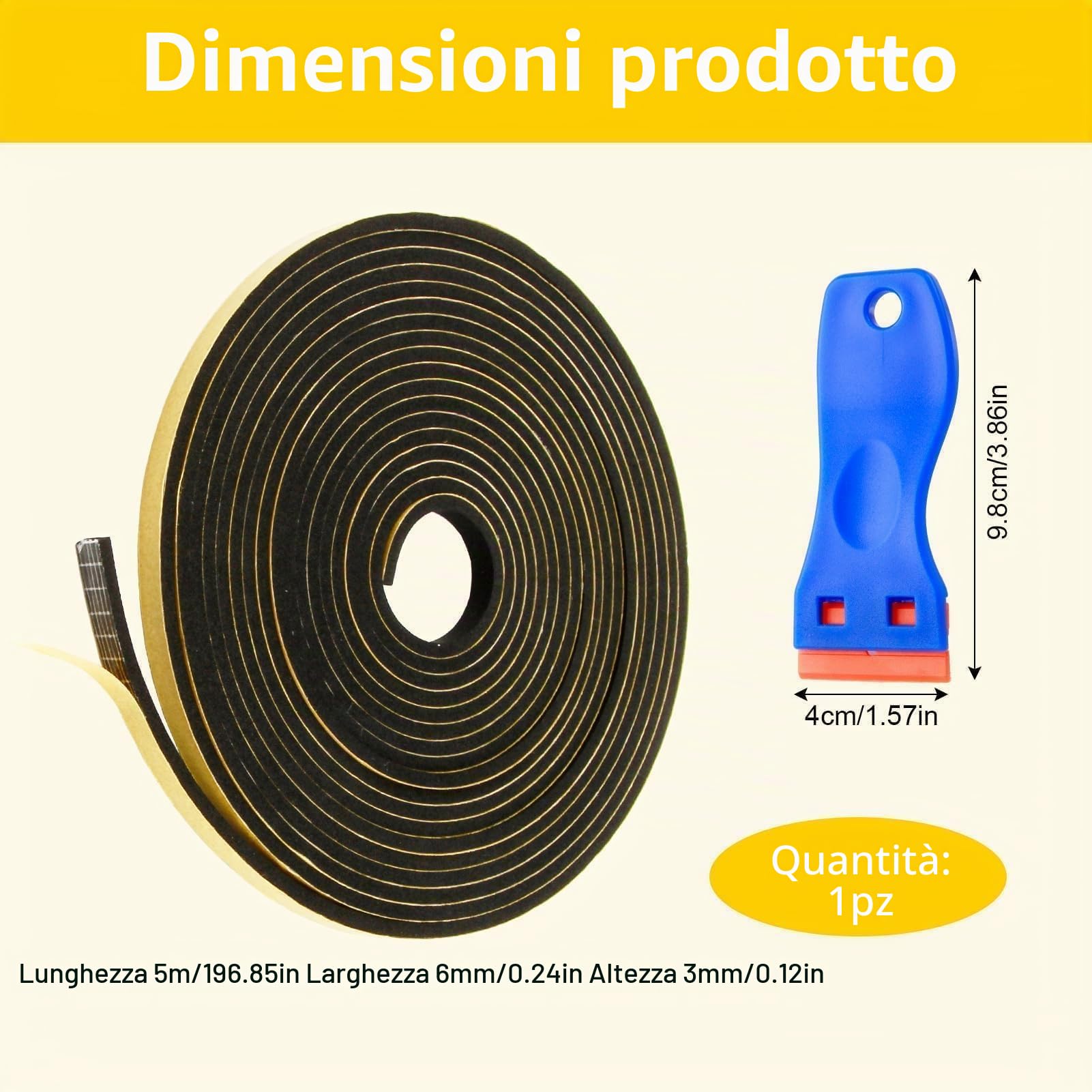 Nastro Sigillante Impermeabile, 5m Guarnizione Piano Cottura con Raschietto, 6mmx3mmx5m Guarnizione Lavello Cucina Resistente al Calore per Piano Cottura e Lavello Incassato