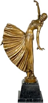 Kunst & Ambiente - Beautiful Art Deco Bronze - Chorus Girl - Signed by Demetre Haralamb Chiparus - Sculptures for Sale - Decorative Figurine - Figure on Marble Base - Statue