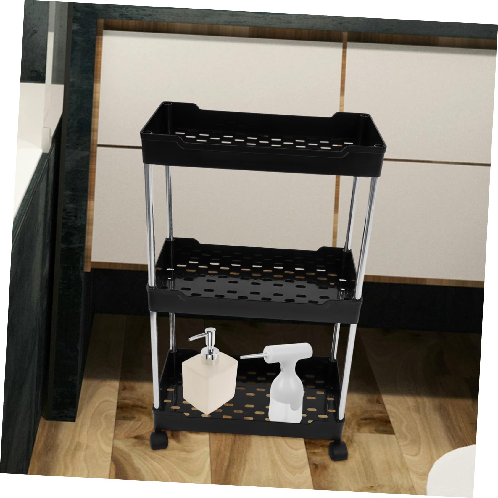 Carrito utilitario – Carrito rodante resistente para cocina, baño y almacenamiento en el hogar – Estantería móvil versátil con ruedas