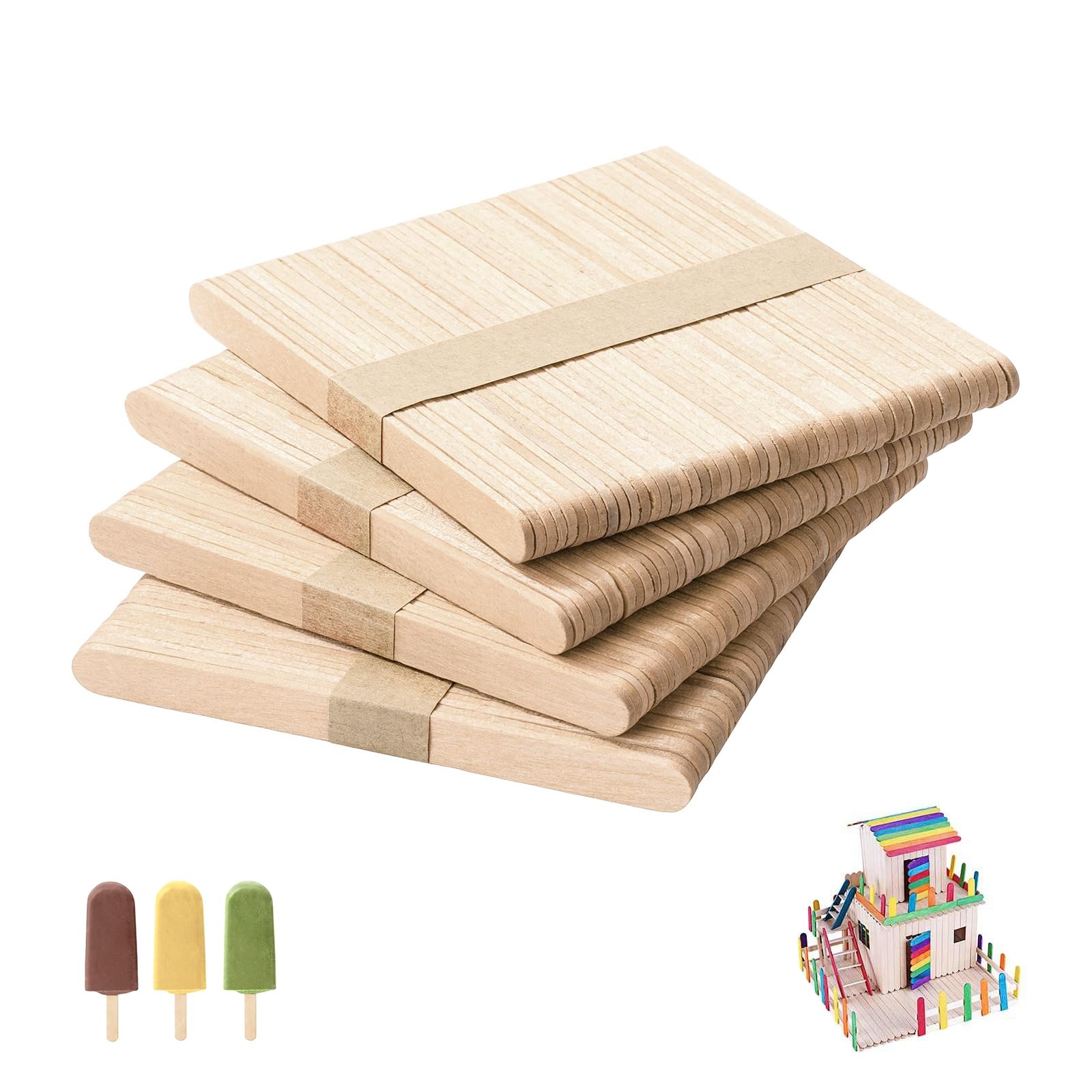 XDLOIFN 200 Stück Eisstiele Holz, Holzstäbchen zum Basteln, DIY Handwerk Eisstiele zum Basteln fur Kinder - 114 mm x 9 mm x 2 mm