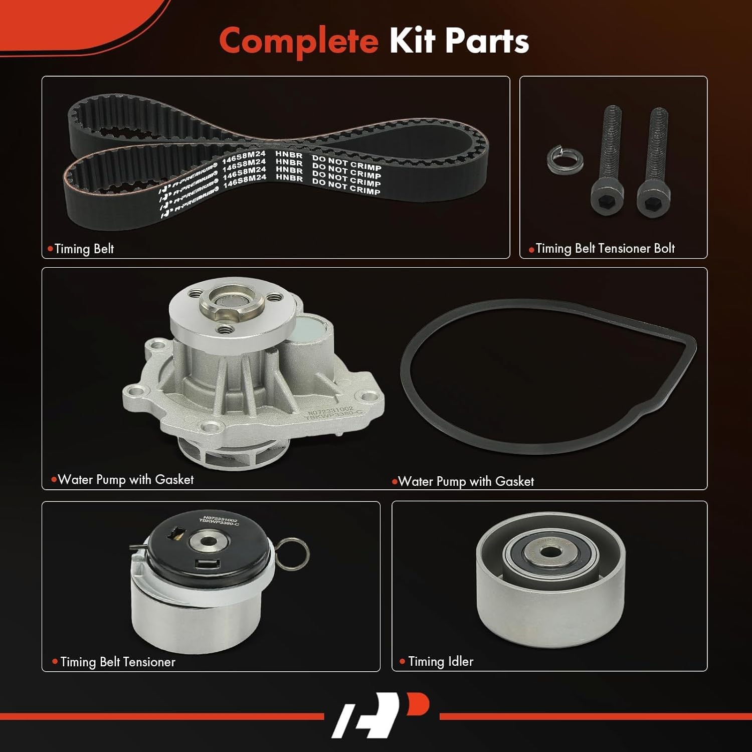 A-Premium Engine Timing Belt Kit with Water Pump Compatible with Chevrolet Sonic 12-18 Aveo Aveo5 Cruze Limited Pontiac G3 Wave Saturn Astra Suzuki Swift+ L4 1.6L 1.8L DOHC