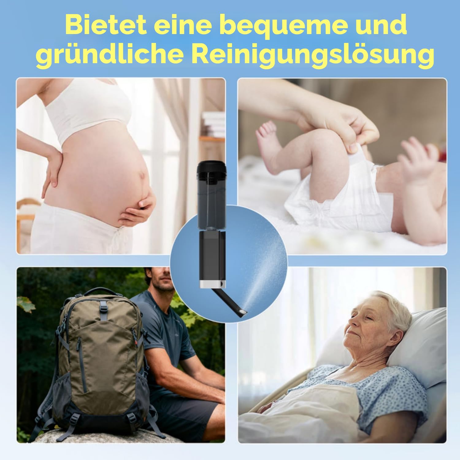 SoulBay Portable Bidet Elektrisch, 400ML Po Dusche Toilette Wochenbett Elektrische Travel Reise Bidet, USB-C Wiederaufladbar IPX6 Wasserdicht Tragbares Popodusche für Baby Frauen Mann Unterwegs