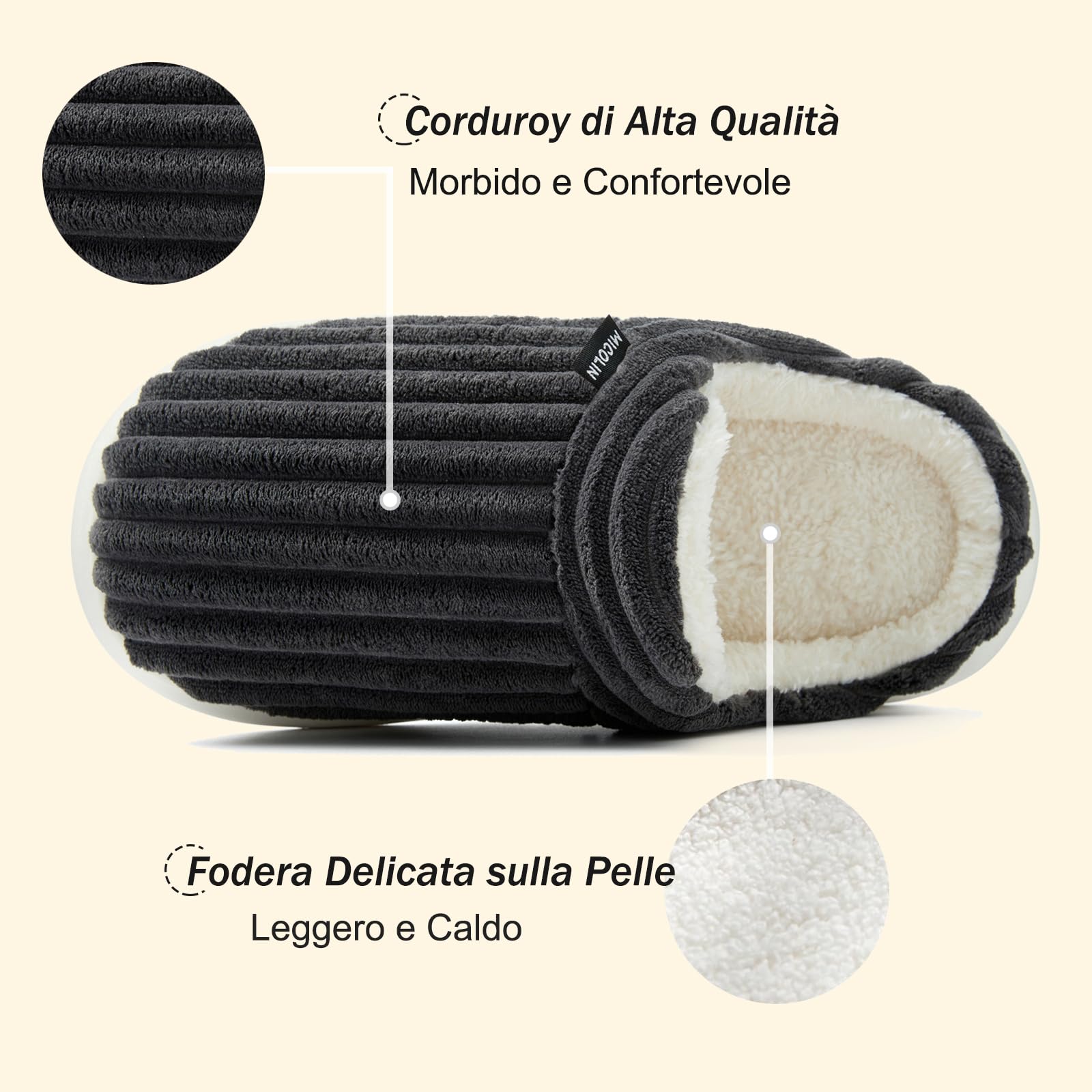 Donpapa Pantofole Donna Uomo Ciabatte Invernali Peluche Casa Comode Schiuma Scarpe Memoria Morbida Antiscivolo Inverno Cotone Slippers