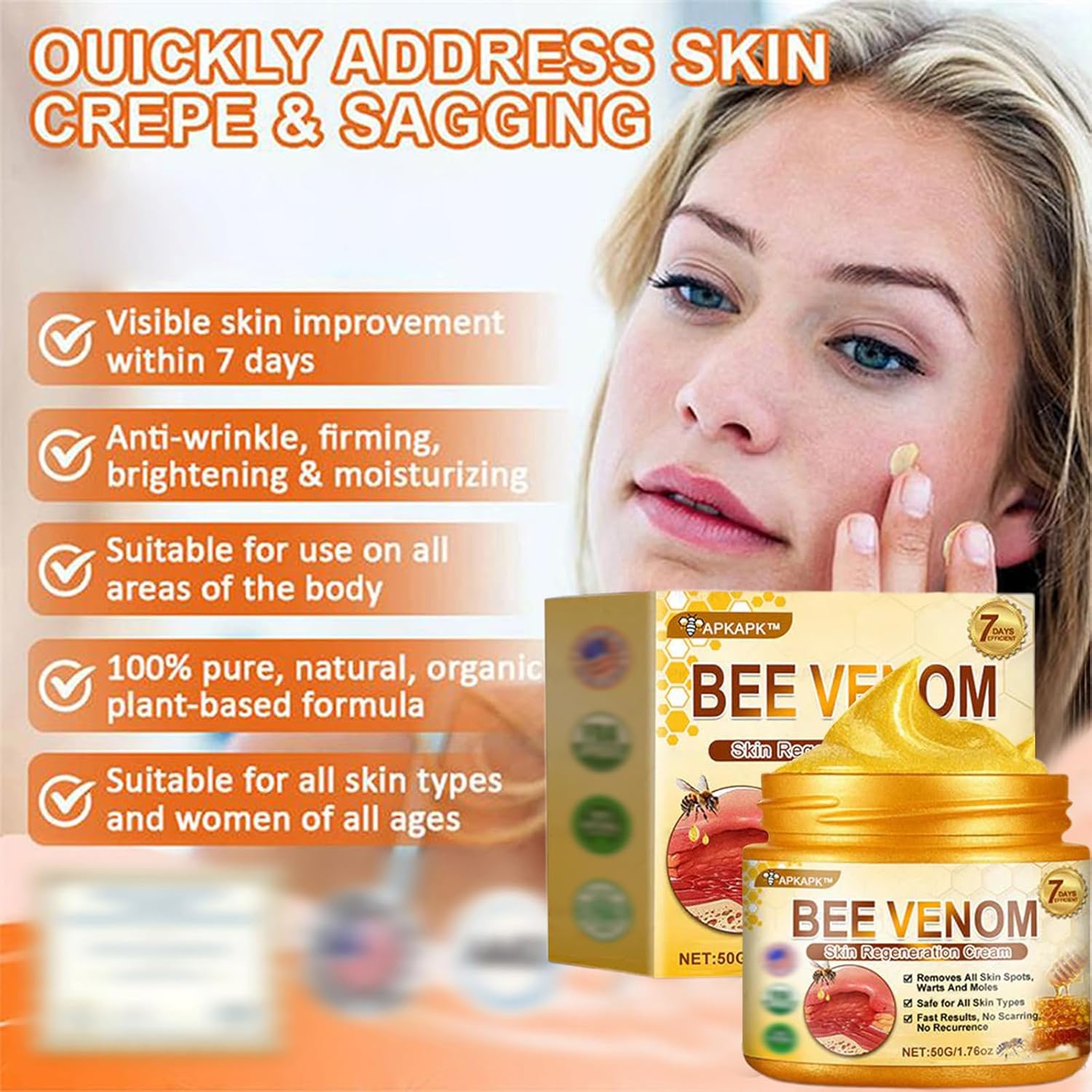 Bee Venom Skin Restoration Cream,Bee Venom Comprehensive Cream,Reduces skin blemishes, deeply cleanses and moisturizes the skin (3PCS)