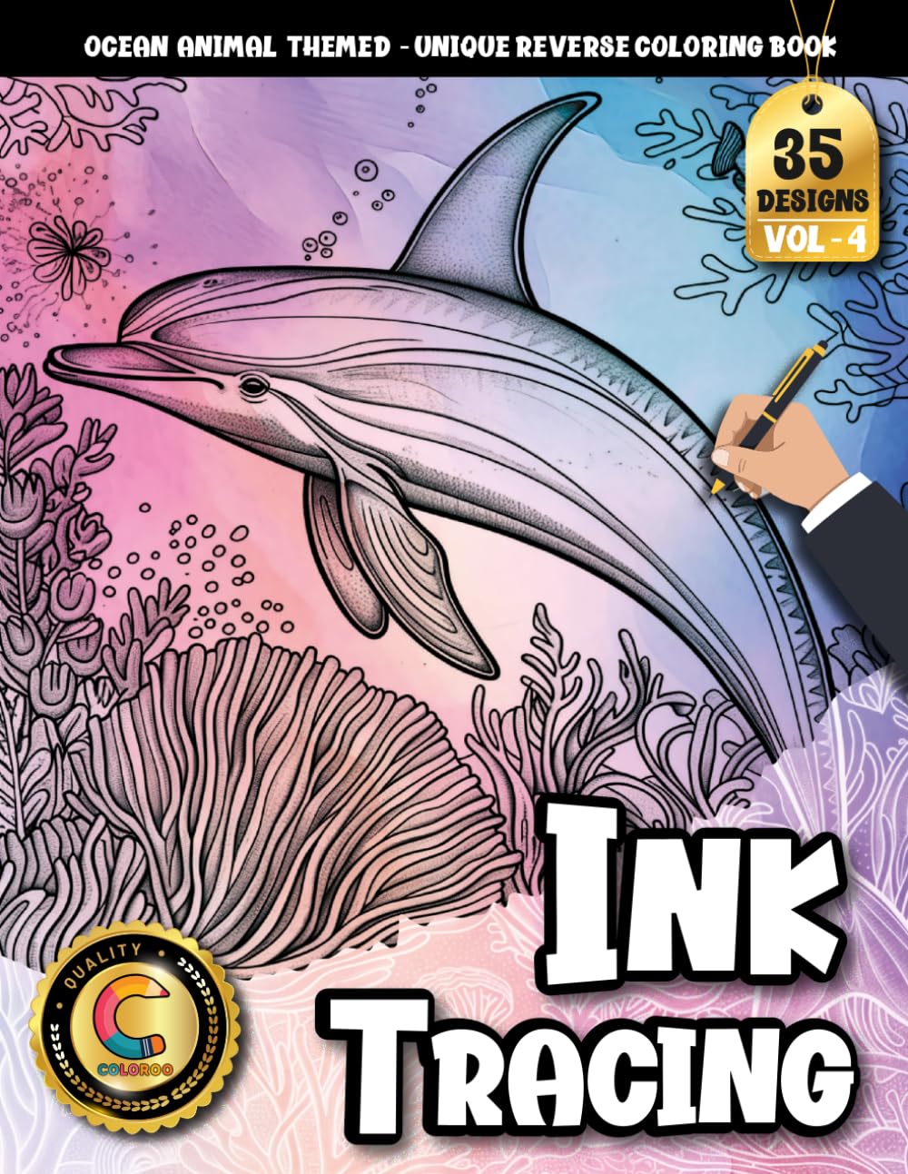 COLOROO Ink Tracing Book: Ocean Animal Patterns for Anxiety Relief and Focus: Stress relief coloring book for quiet moments | Discover peaceful ... compositions (Ocean Animal Tracing Series)