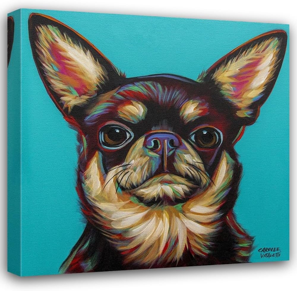 ArtDirect - Vitaletti, Carolee 15x15 Black Modern Framed Art Print Titled: Blue Dark Chihuahua (47_198638Z)