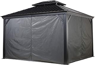 Sojag Polyester Gazebos Curtains for Messina Hard Top Sun Shelter, 10' x 12', Grey