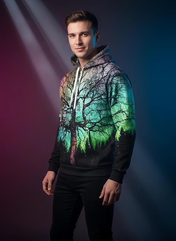 OWMMIZ Unisex Novelty Hoodies 3D Print Graphic Hooded Pullover Sweatshirt Pocket XX-Large-3X-Large Black Green image 2