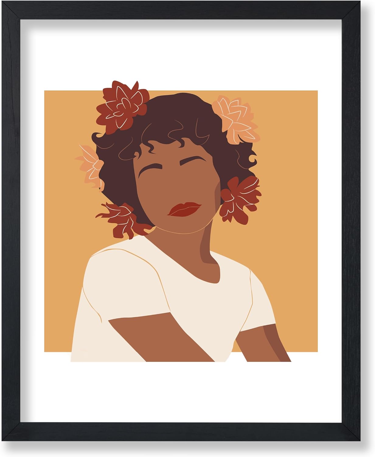 Poster Master Faceless Woman Poster - Retro Flower Print - Woman Illustration - Floral Artwork - Line & Sketch Design - Chic Boho Art - Aesthetic Girl's Bedroom or Office Decor - 8x10 UNFRAMED