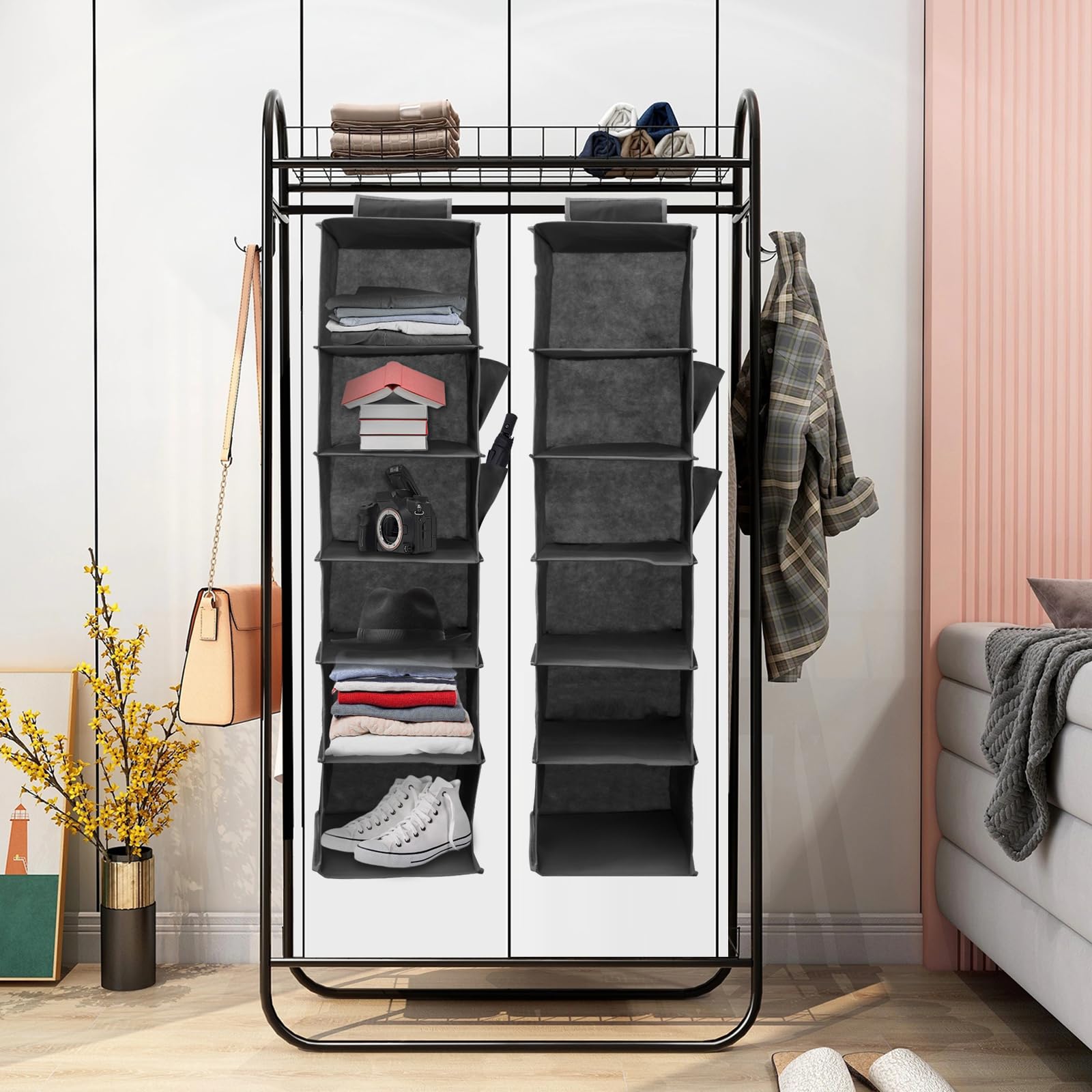 Organizer Armadio Con Copertura - 5 Ripiani, Tessuto Non Tessuto - Foto 3