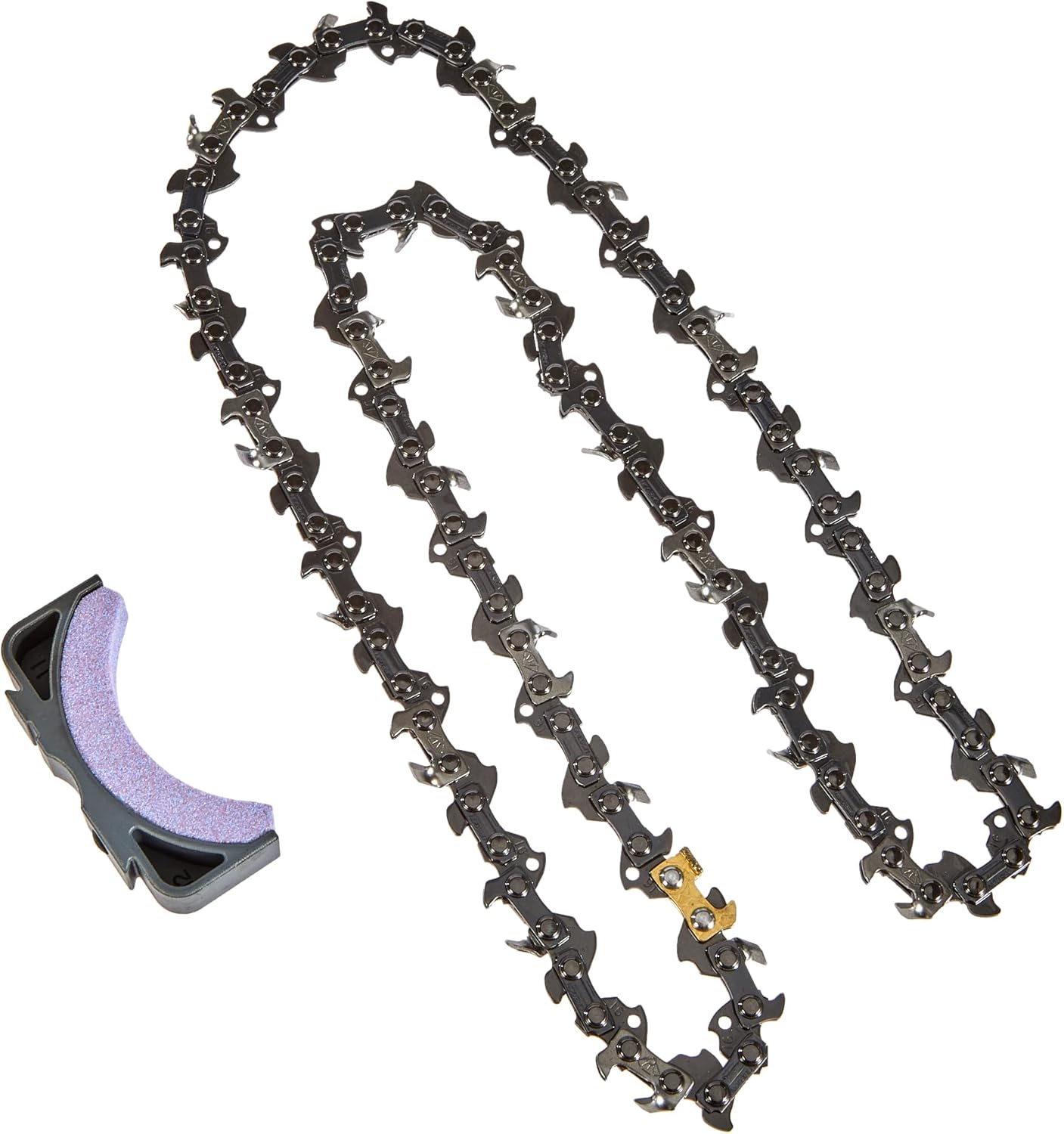 Oregon PowerSharp Chain & Stone Set, 14-inch Bar, Fits the Portable Bar-Mounted Chainsaw Sharpener, with LubriTec™ Automatic Oiling System, Low Kickback, 50 Drive Link Chain (PS50E)