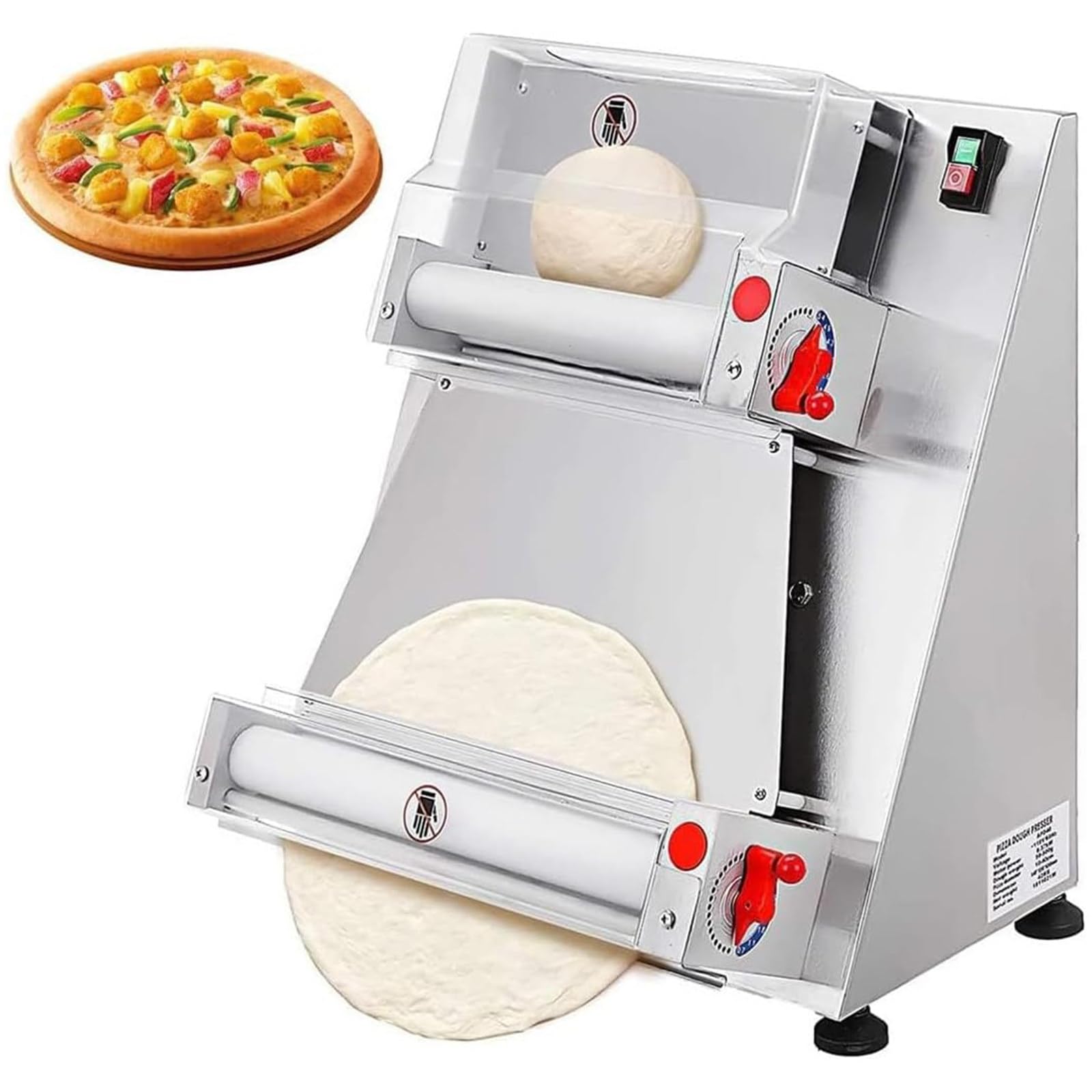 Pressa per Impasto elettrica 370w, Pressa per Pasticceria per Pizza in Acciaio Inossidabile Commerciale, Max 12/15'' Pressa per Pasticceria per Tortilla Domestica,12inchpizza