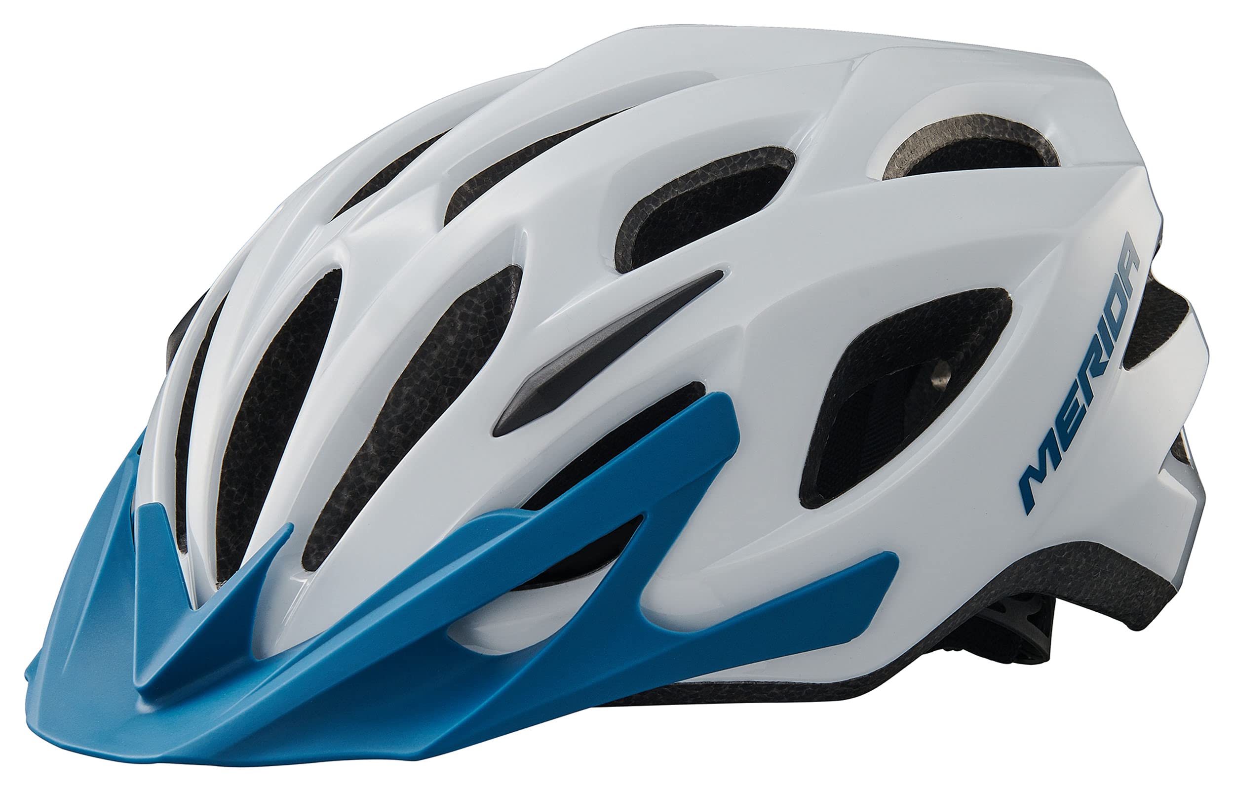 Merida KJ201 Charger MTB Cycling Helmet, Lightweight, Breathable and Adjustable Helmet for Men & Women (Large, 58-63cm, Shiny White/Blue) (B09P8QCHFK) Amazon Price History, Amazon Price Tracker