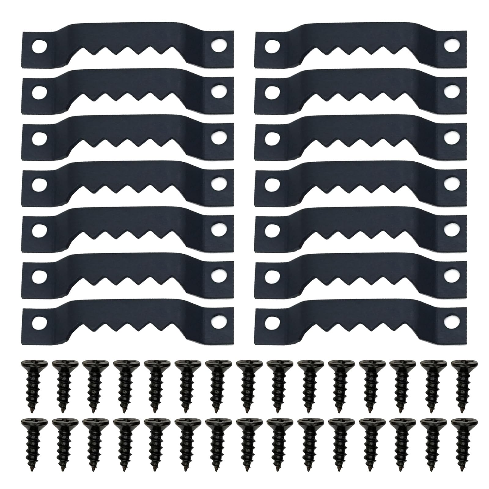 View 1 of 100 Pack Heavy Duty Sawtooth Picture Hangers with 200 Screws Black Small Sawtooth Hangers for Picture Frames, Paintings, Artwork, Photos, and Home Decor Black Sawtooth Picture Frame Hangers