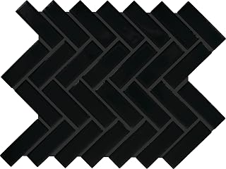 1" x 3" Ceramic Herringbone Mosaic in Semi-Gloss Black for Kitchen Backsplashes, Bathroom Walls, Decorative Accents | (10 PC Per Carton) (6 SQFT Per Carton)