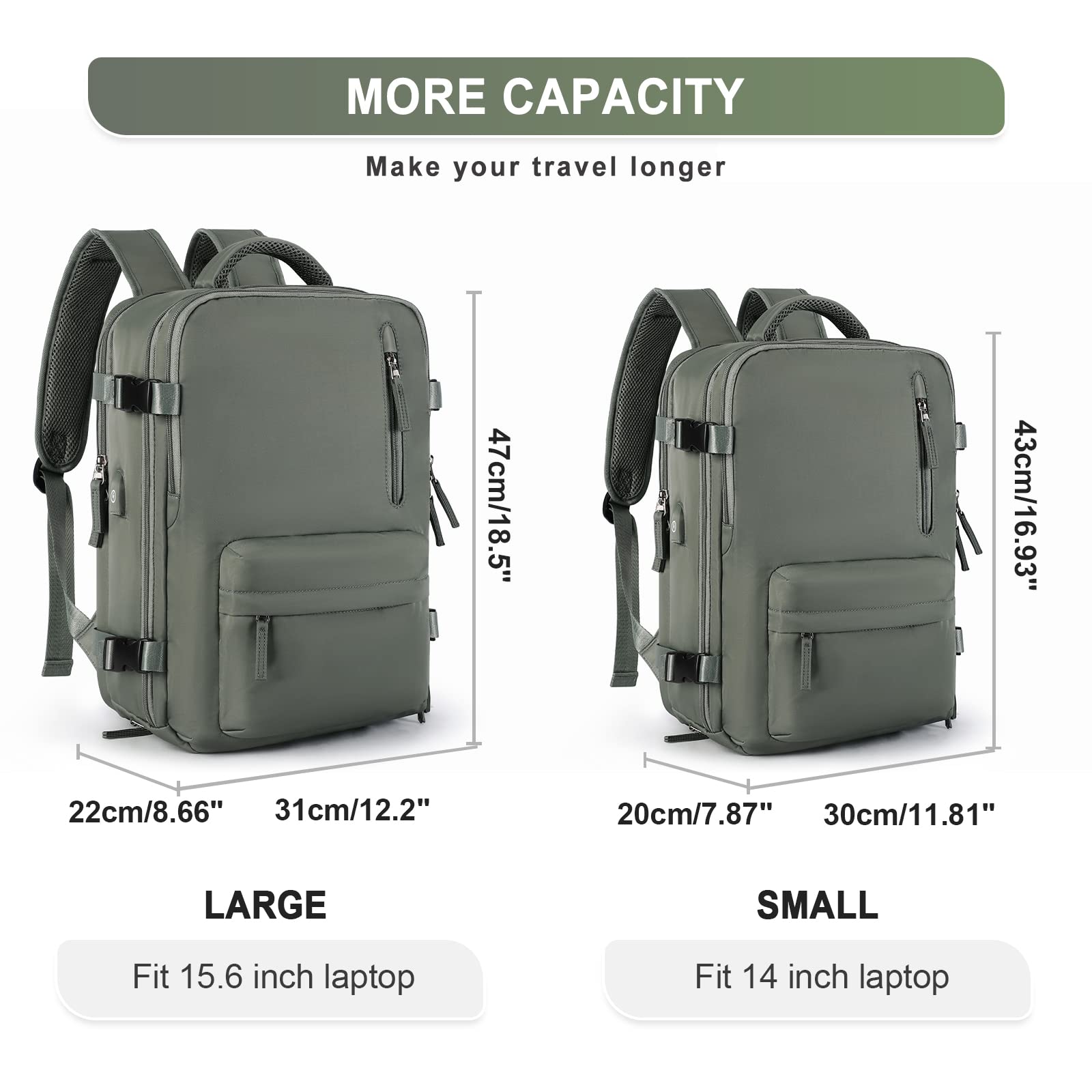 BJLFS Borse da Cabina per Ryanair 40×20×25 Bagaglio a Mano Easyjet 45×36×20 Borsa Zaino da Viaggio, Zaino da trekking,Zaino Casual per laptop da 14 pollici per scuola