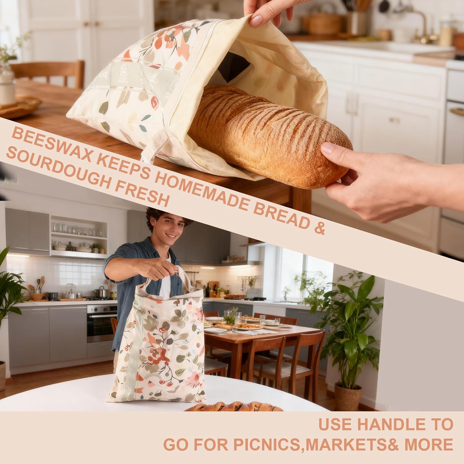 Beeswax Bread Bag and Bowl Covers, Reusable for Sourdough Proofing and Storage, Freezer Safe for Homemade Bread, Gift for Bakers image 4