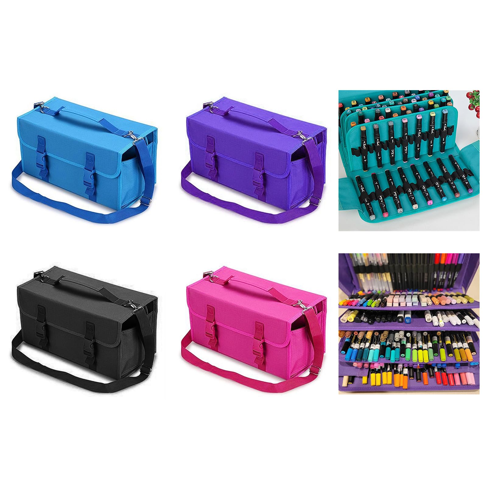 Art Marker Pen Tragetasche mit Schulter und Tragegurt, Marker Organizer Case für 120 Marker, Aufbewahrungstasche Art Sketch Markers Haltertaschen