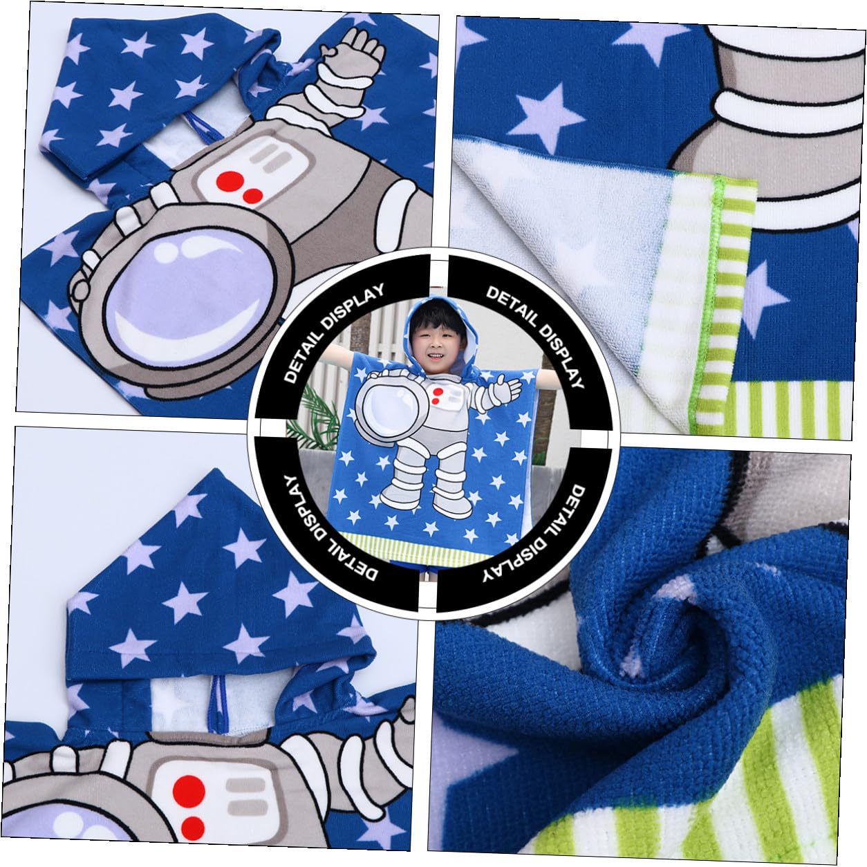 MAGICLULU 3 Piezas Capa para Niños Batas De SPA Poncho De Bebe Toalla Toallas para Niños Pequeños Toalla con Capucha para Bebé Toalla De Baño para Niños Pequeños Blue Poliéster (poliéster)