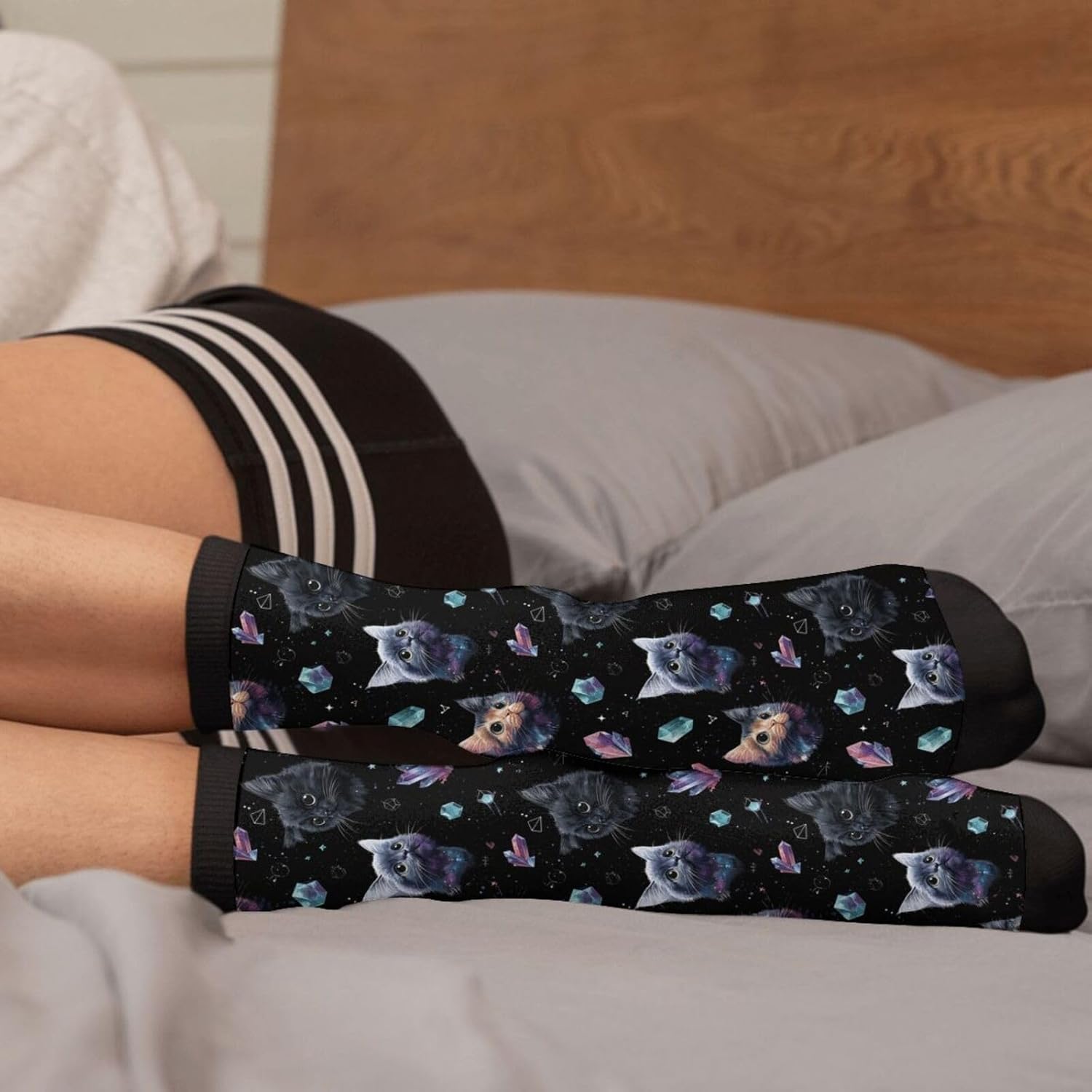 Funny Rock Panda Novelty Socks Casual Athletic Crazy Crew Socks For Women Men Gifts - Image 4