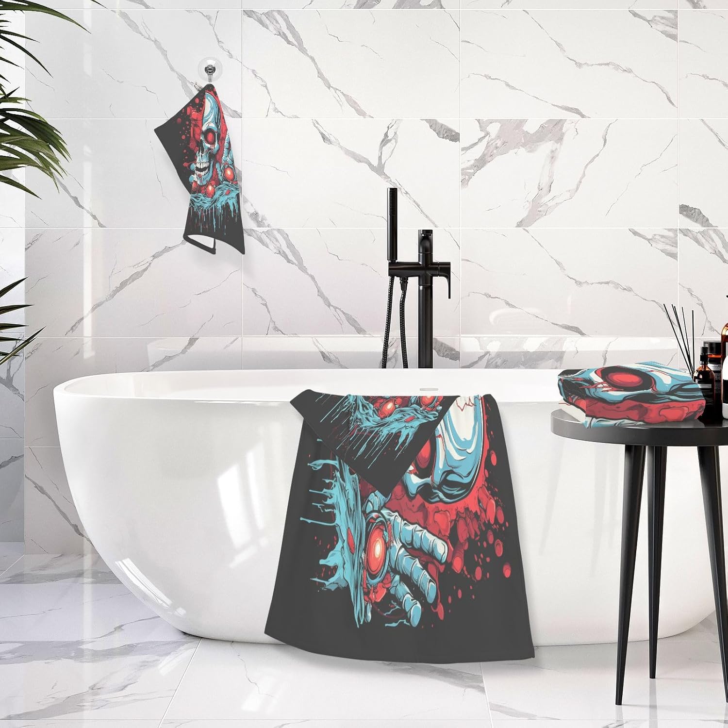 Hand Towels Premium Soft and Highly Absorbent Funny Skeleton Pattern 2 Pcs Towels for Bathroom Set 100% Cotton Decorative Face Towels