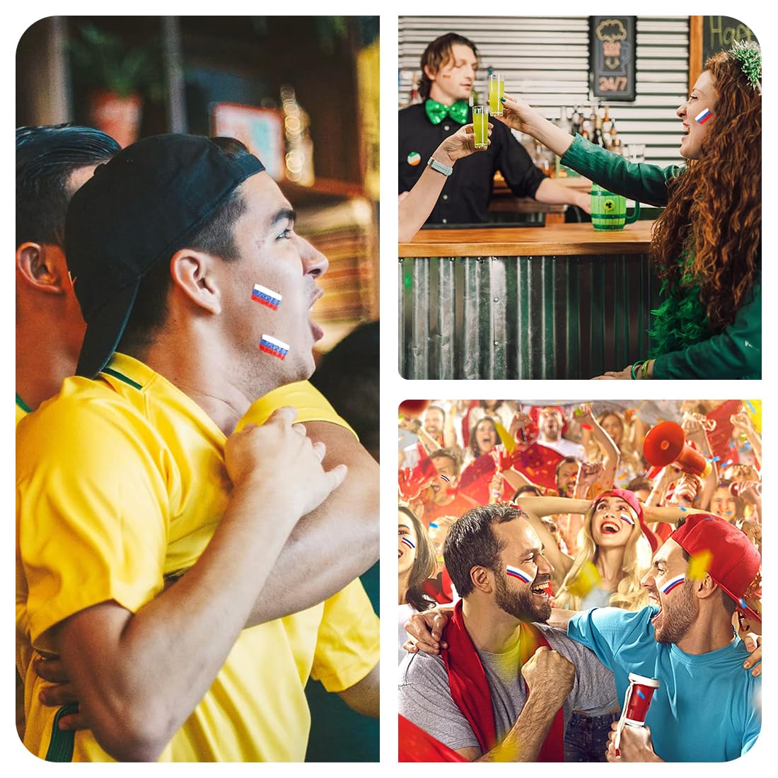 Crayon de Maquillage, 2 Sticks Maquillage, Stick de Maquillage Tricolore, Facile à Appliquer et à Enlever, Idéal pour Supporter l'équipe de France JO 2024