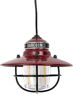 Edison Pendant Light – Red, Vintage Rustic USB LED Hanging Light for Outdoor and Indoor Use – Adjustable Height String Lantern with Warm Edison Bulb Glow for Patio, Home, or Garden