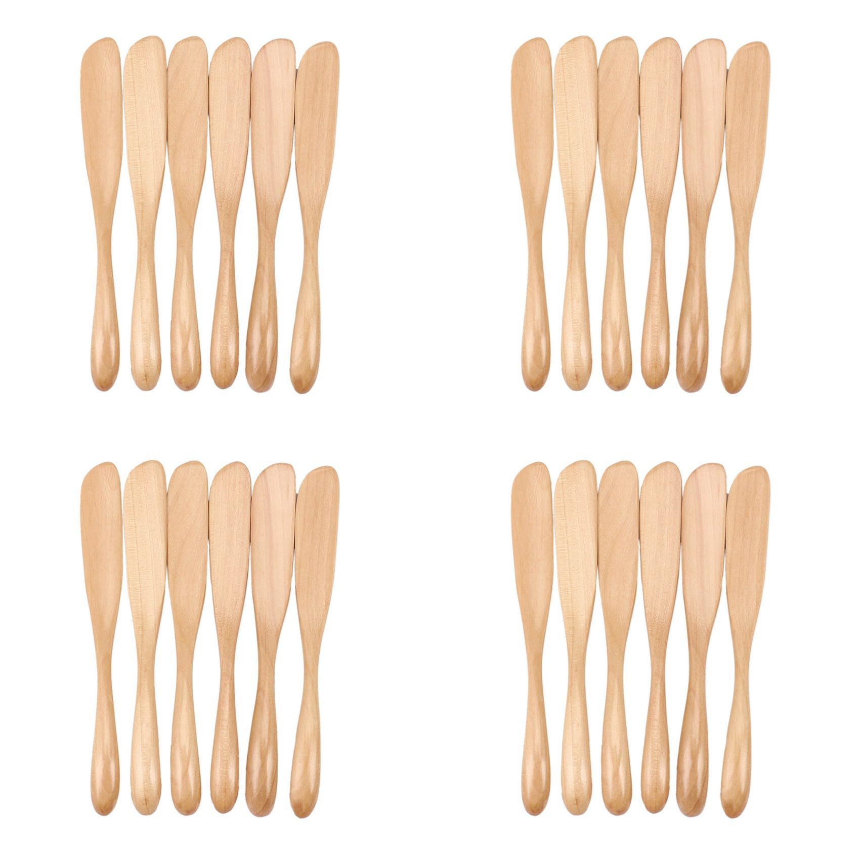 Hndhbfgrt Wooden Butter Knife Cheese Spreader 6.5 Inch, Jam Knife Butter Cake Knife Mask Knife 24 Pieces