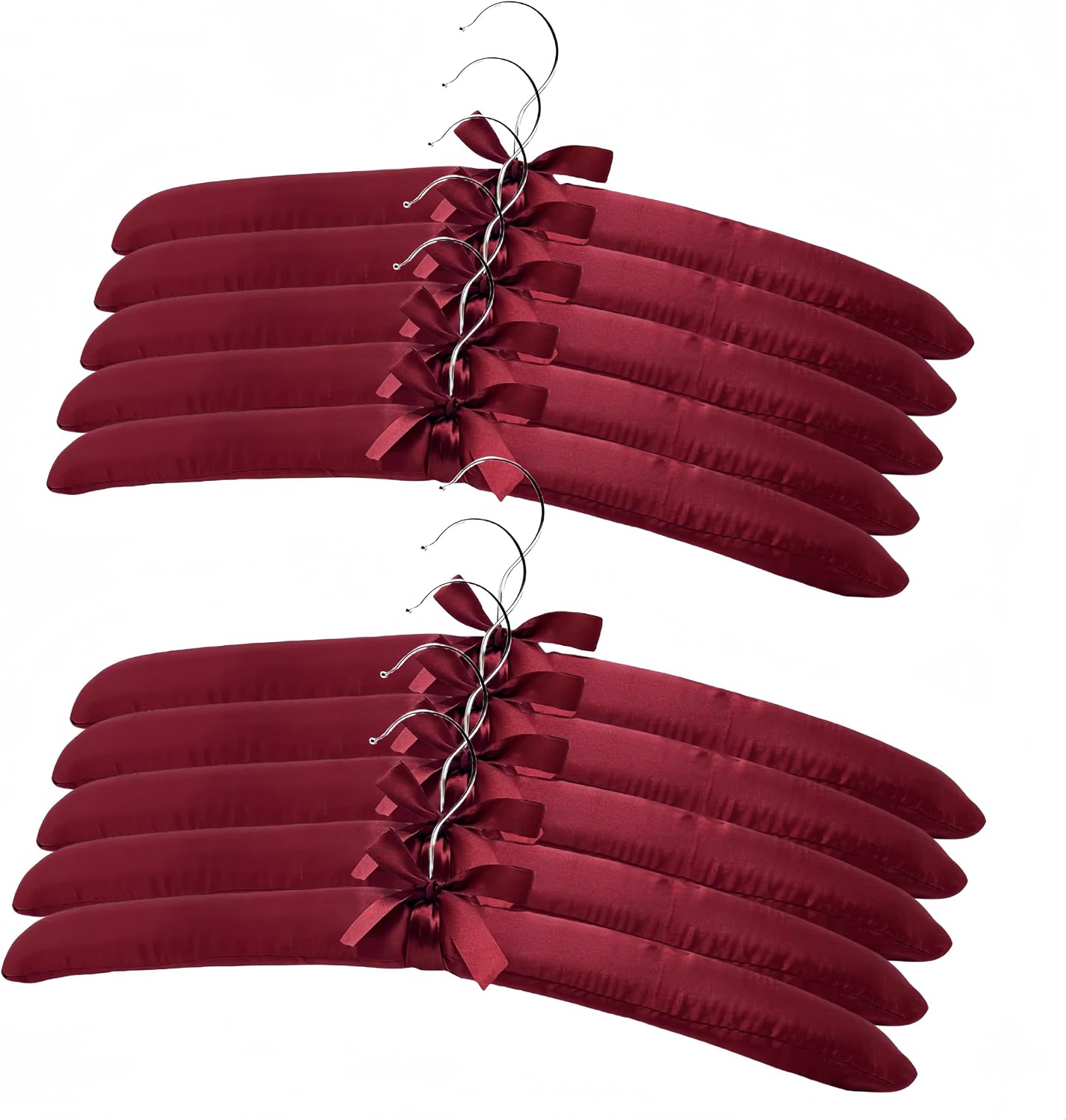 10 Pcs Satin Padded Hangers for Women Clothing, Sweater Hangers No Bump，Anti Slip Cushioned Hangers for Sweaters, for Clothes Sweaters Dresses Suits (10, Beige)